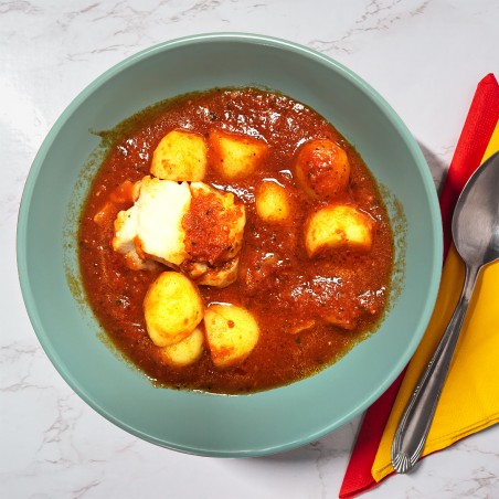 Baccalà alla livornese con patate al prezzemolo