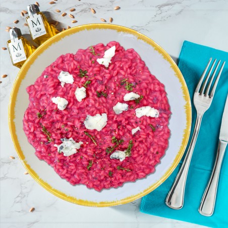 Risotto alla crema di barbe rosse e gorgonzola dolce