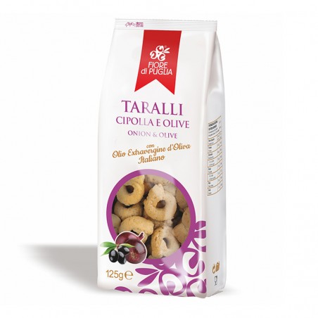 Cipolla e olive - Taralli tradizionali - Fiore di Puglia (250g)